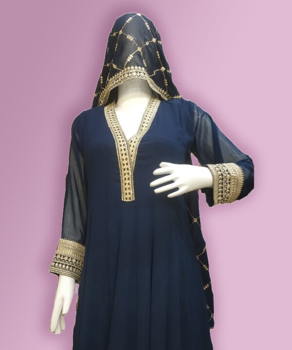 Stiched Anarkali Georget, Dark navy blue