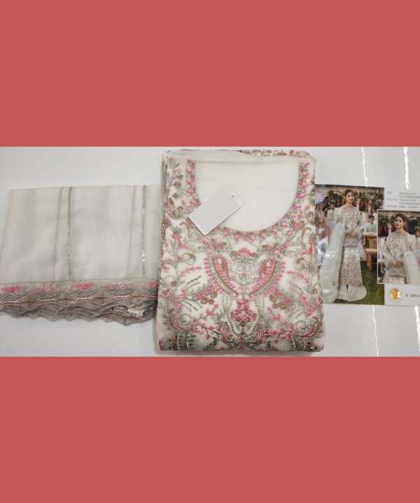 Unstiched Pakistani Suit Off-White - Image 5