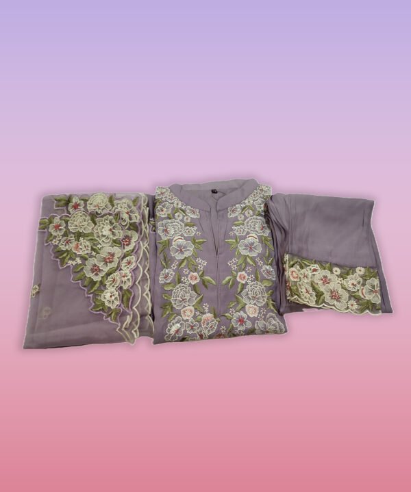 Stiched Chikankari Salwar Suit, Light Purple - Image 4