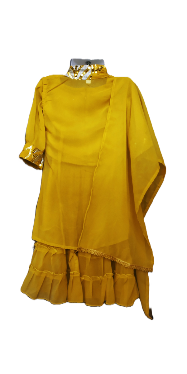 Garara Suit Set for kids girls,Georgette, Deep Yellow Colour - Image 4