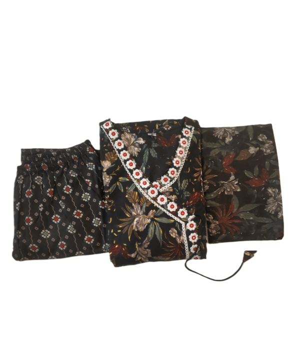 Stiched Printed Angrakha Anarkali Suit Set for Women. - Image 5