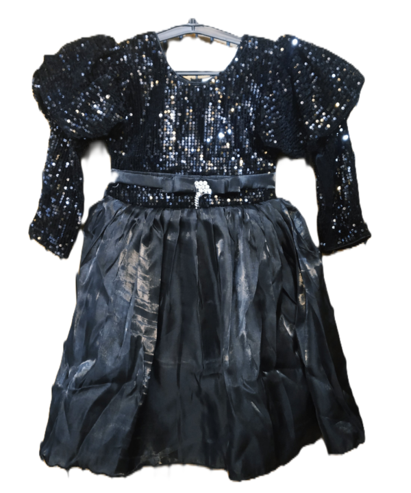 Frok in silk fabric (Party Wear),  Black Colour for Kids Girls. - Image 2
