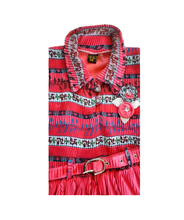 Frock For Kids Girls in Polyster With Cotton Mix in Pastel Dark Pink Colour. - Image 2