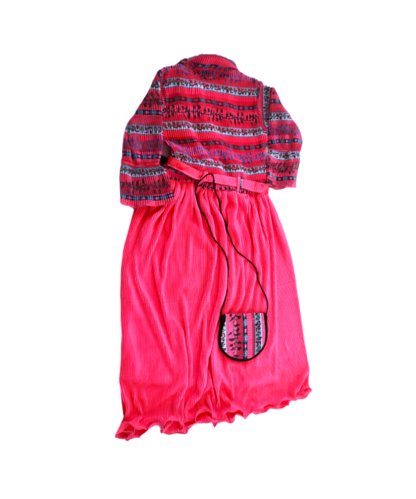 Frock For Kids Girls in Polyster With Cotton Mix in Pastel Dark Pink Colour. - Image 3