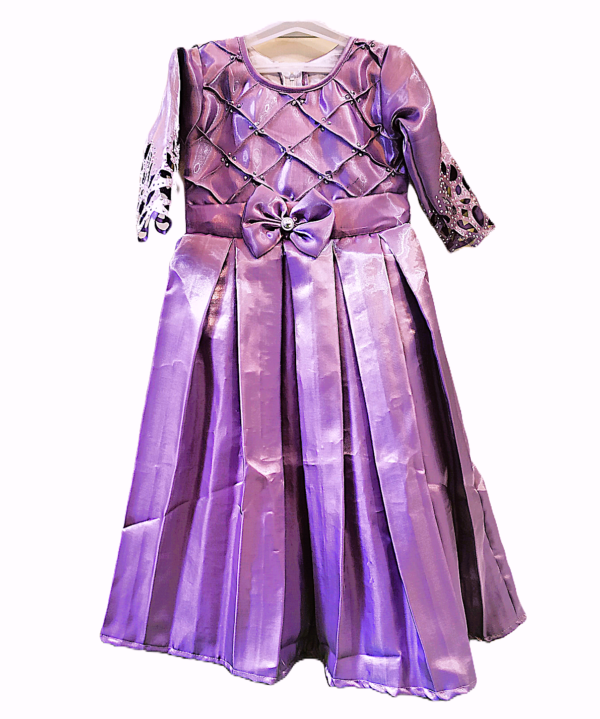 Frock For Kids Girls in Silk fabric Lilac Purple Colour.
