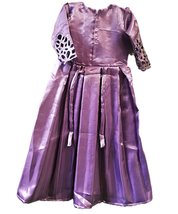 Frock For Kids Girls in Silk fabric Lilac Purple Colour. - Image 3
