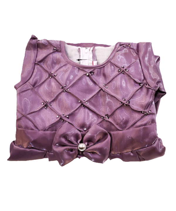 Frock For Kids Girls in Silk fabric Lilac Purple Colour. - Image 5