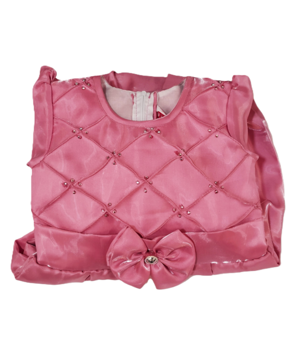Frock For Kids Girls in Silk fabric Salmon Pink Colour. - Image 5