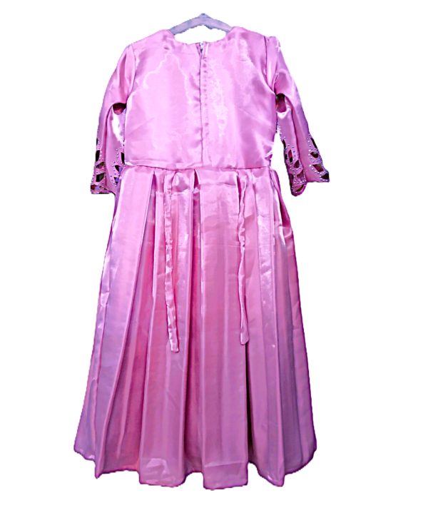 Frock For Kids Girls in Silk fabric Salmon Pink Colour. - Image 3
