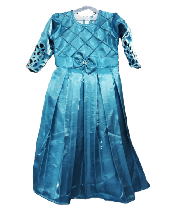 Frock For Kids Girls in Silk fabric, Teal Blue Colour.