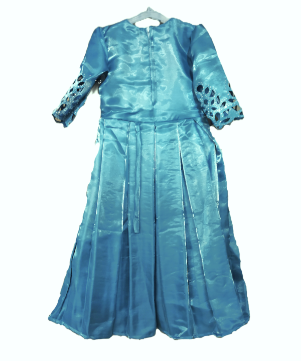 Frock For Kids Girls in Silk fabric, Teal Blue Colour. - Image 3