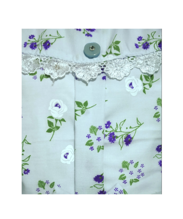 Flower Print Frock for Kids Girls in Light Sky Blue Colour. - Image 4