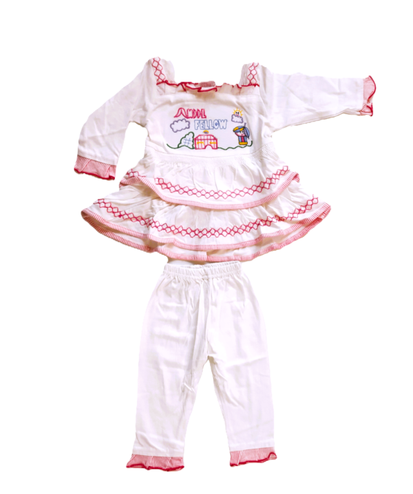 Baby (Girls) Frock With Pyjama Set.