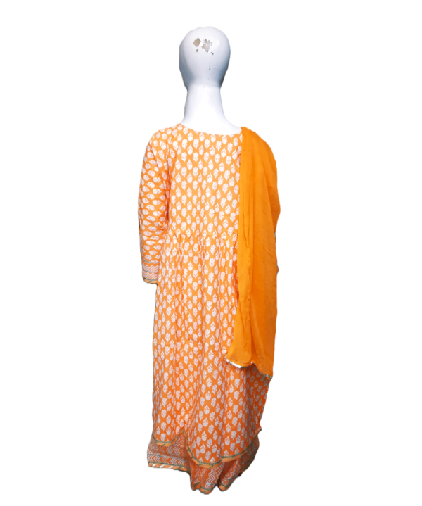 Printed Garara Suit Set for kids girls,Cotton, Orange Colour - Image 4
