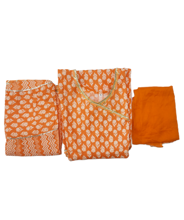 Printed Garara Suit Set for kids girls,Cotton, Orange Colour - Image 5