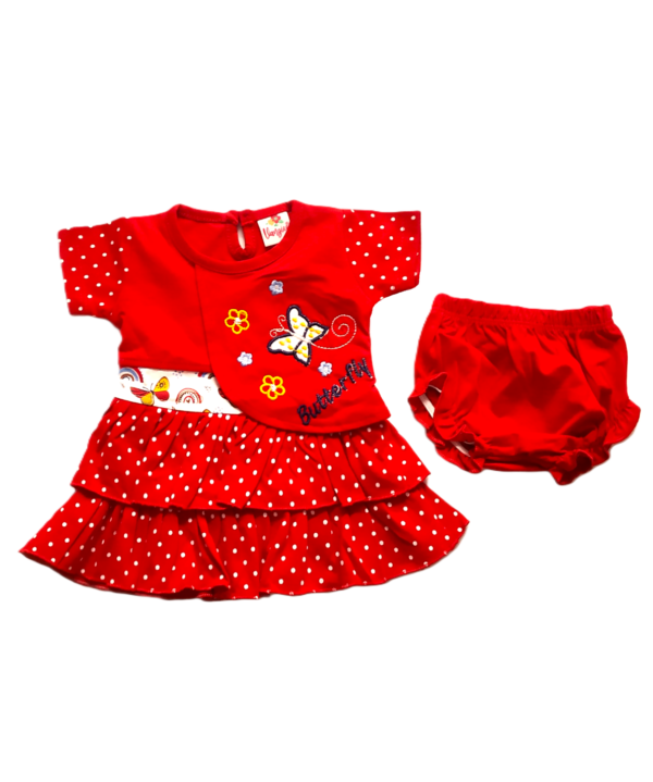 Baby (Girl's) Red Frock with Bloomers.