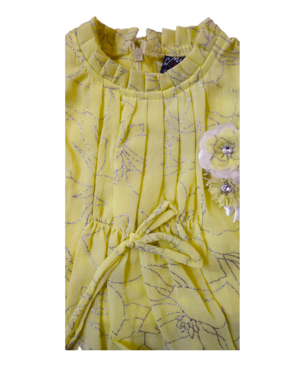 Lemon Yellow Top and Hot Pant Set for Kids Girls. - Image 3