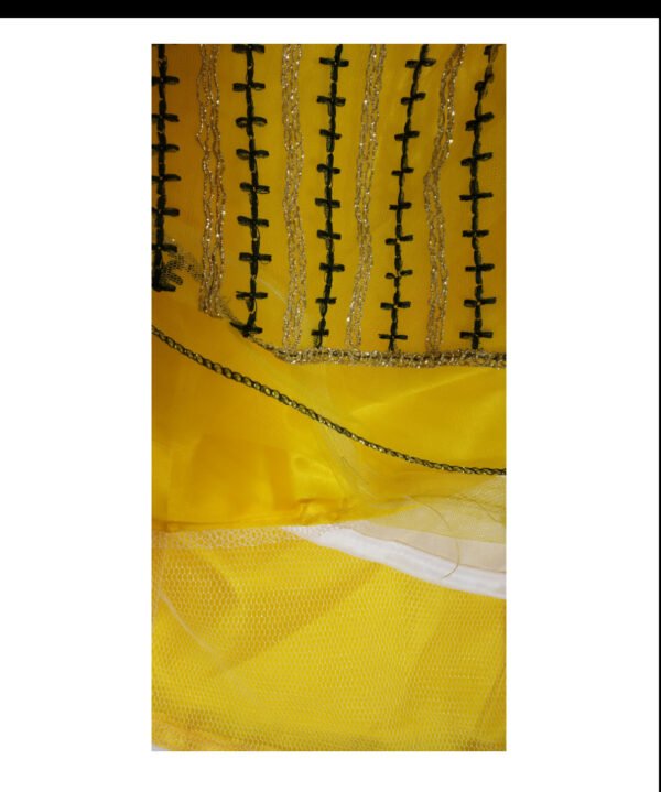 Women's Green & Yellow Lehenga Choli Set,Net Fabric With Thread Work. - Image 5
