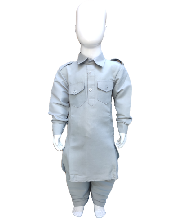 Boys Light Grey Pathani Kurta Pajama Set.