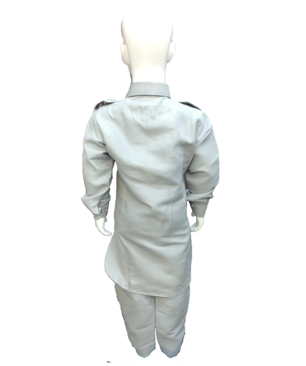 Boys Light Grey Pathani Kurta Pajama Set. - Image 3