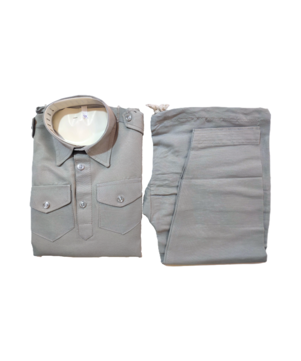 Boys Light Grey Pathani Kurta Pajama Set. - Image 5