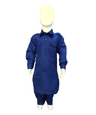 Boys Navy Blue Pathani Kurta Pajama Set.