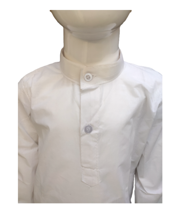 Kids Boys White Cotton Kurta Pajama Set. - Image 2