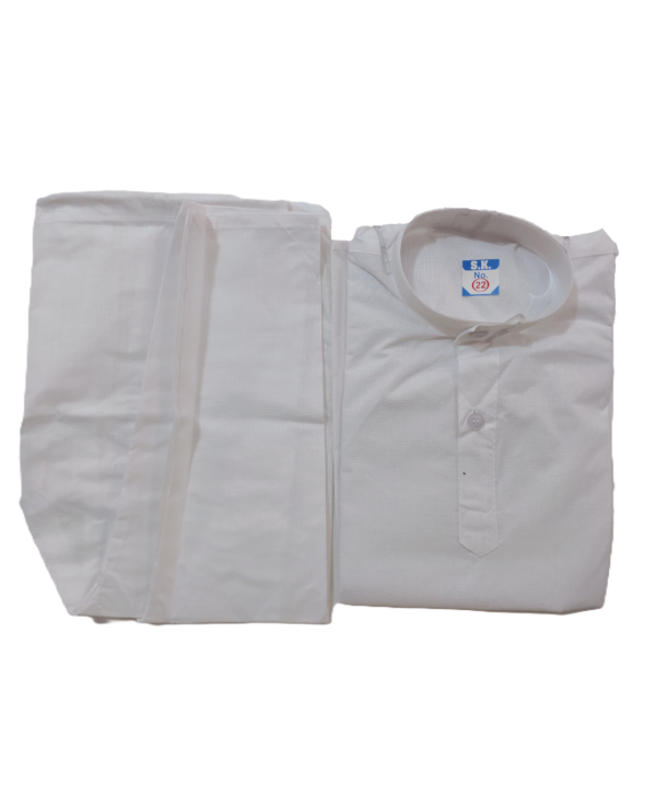 Kids Boys White Cotton Kurta Pajama Set. - Image 5
