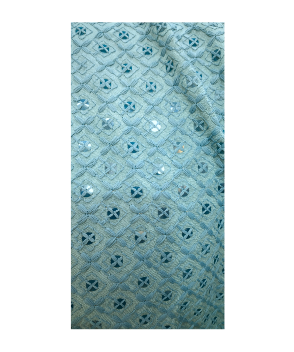 Men's Sky Blue Embroidered Kurta. - Image 4
